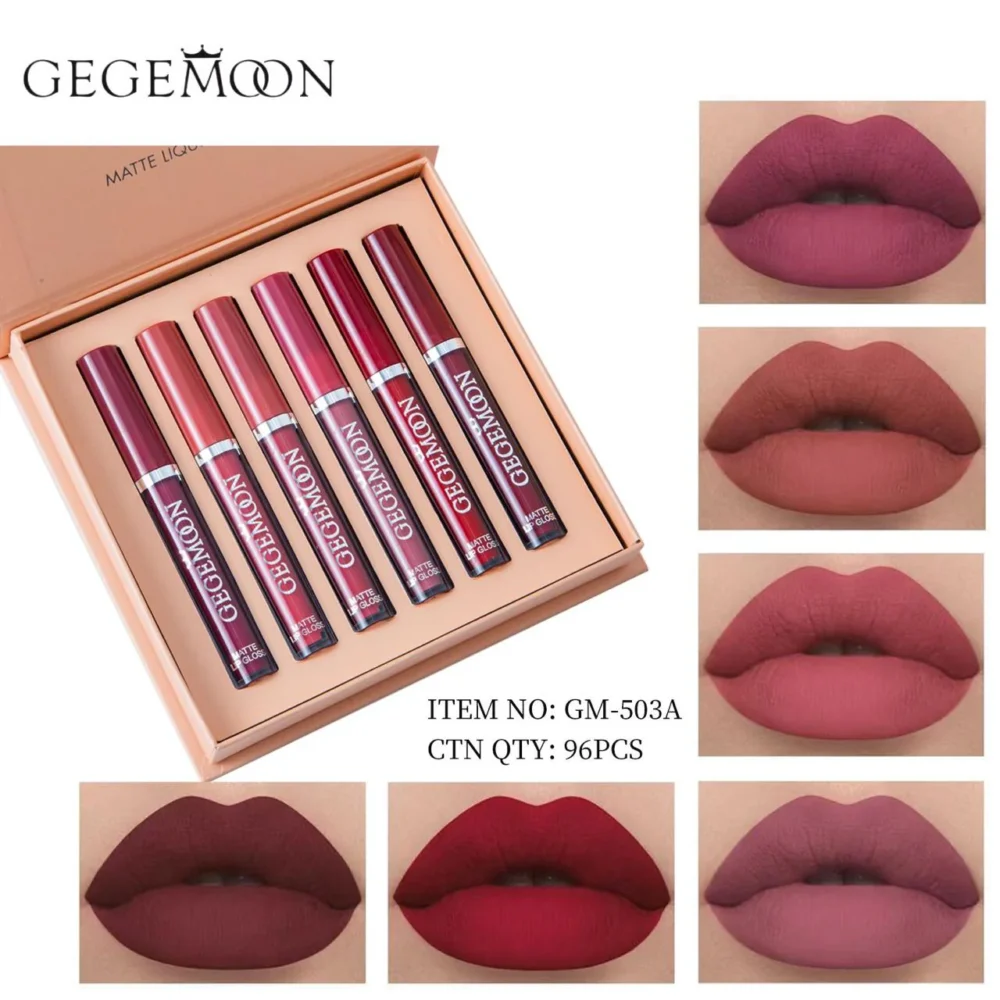 GEGEMOON 6 Colors Long Lasting Velvet Lips Tint Liquid Lipsticks